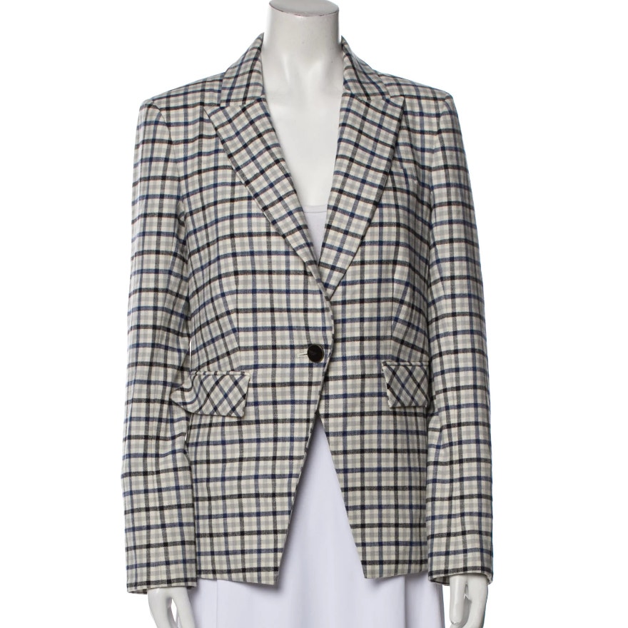 Veronica Beard Blue Plaid Dickey Classic Blazer Schoolboy Sz M Lady Jacket